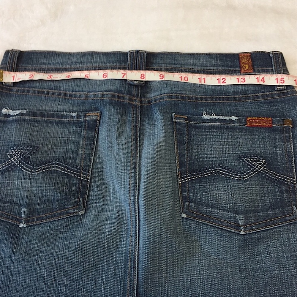 7 For All Mankind Blue Denim Mini Skirt - Picture 3 of 6